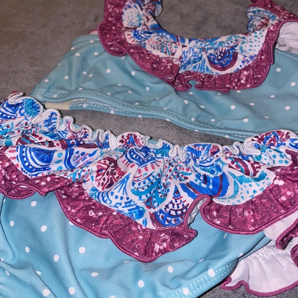 3 pc 2T Cheeky Plum Mermaid Cap Sleeve Bikini Swim Suit NWT & Cover So Cute!!! - Picture 9 of 15